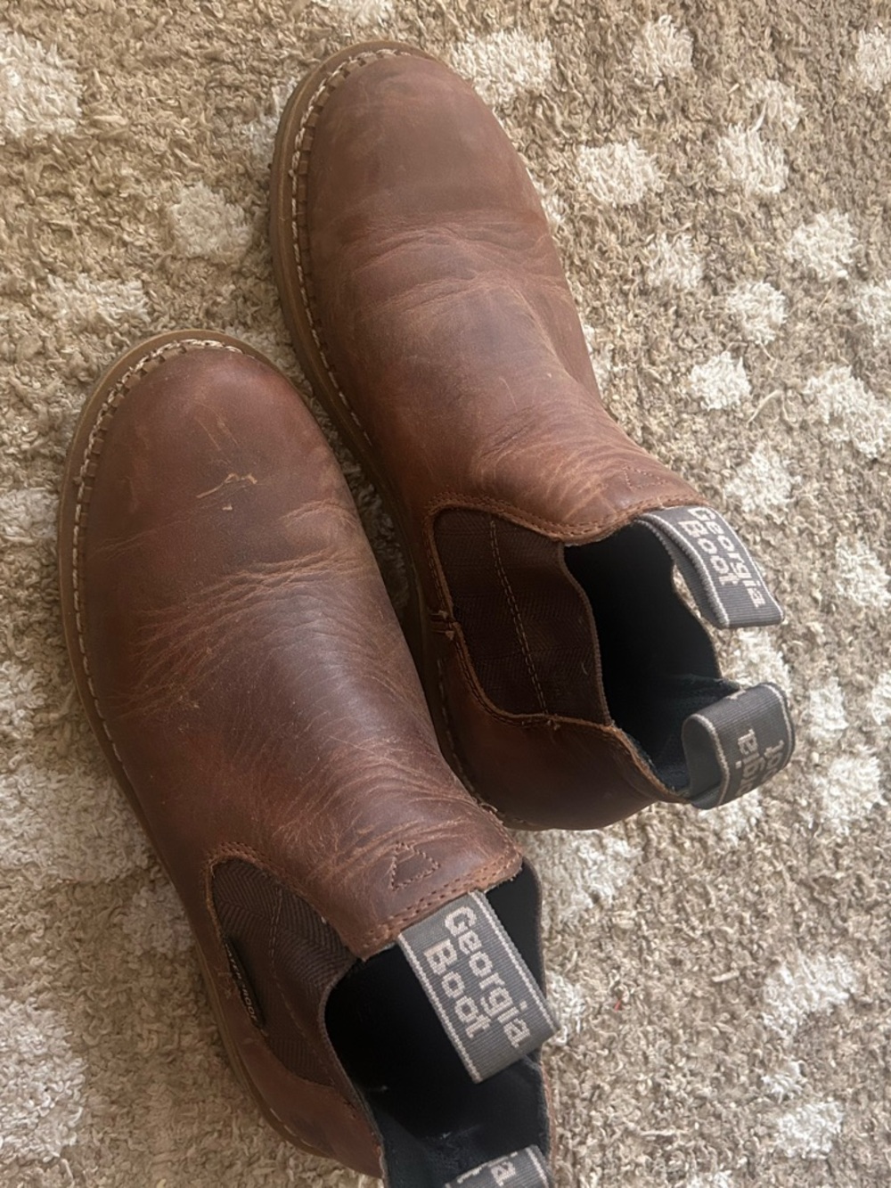 Georgia Boot Brown Leather Slip-On Work Boots